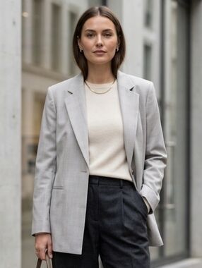 NWT Calvin Klein 14 Modern Contemporary Quiet Luxury Office Glen Plaid Blazer